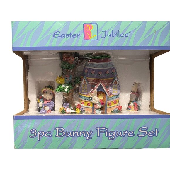 Vintage Easter Jubilee 3 piece Bunny Figurines Set New - Picture 2 of 8